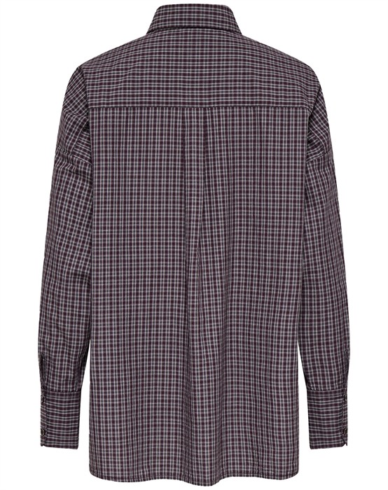 ONLFenna L/S Oversize Skjorte - Winetasting/Grey/White